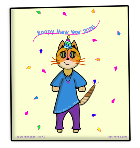 Boopy Mew Year 2026 from Kelli McMillan @cativerse.com